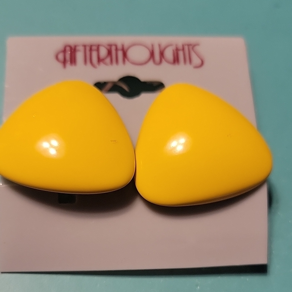 Afterthoughts Clip On Yellow Triangle Earrings